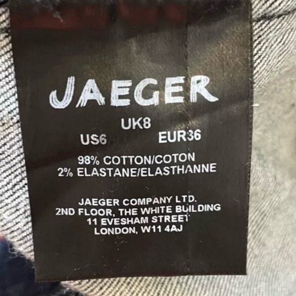 Jaeger Dark Wash Denim Button Front Midi Skirt UK 8 US Size 6 High Waist - Picture 8 of 8